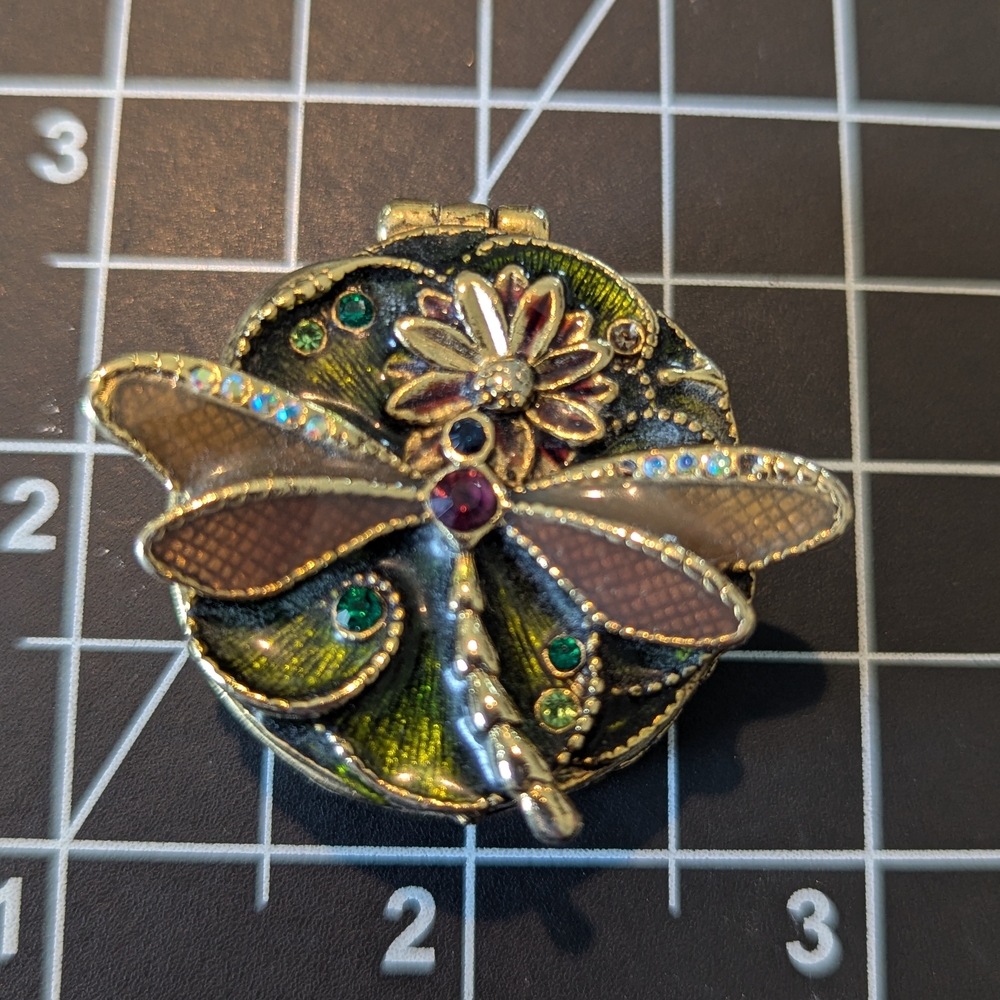 Monet Gold and Green Dragonfly Jewelry Organizer